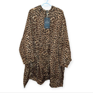 NWT TORRID Outerwear Leopard Zip Up Draw  String Longer Rain Jacket Plus Size 6X